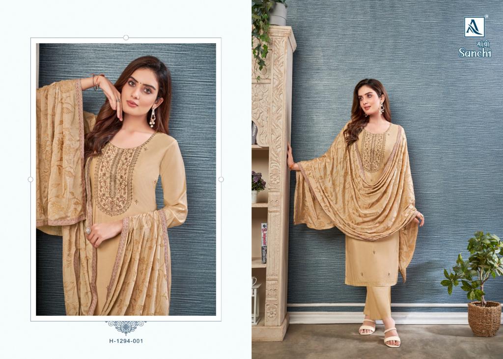 Sanchi By Alok Embroidery Viscose Designer Dress Material Wholesale Shop In Surat
